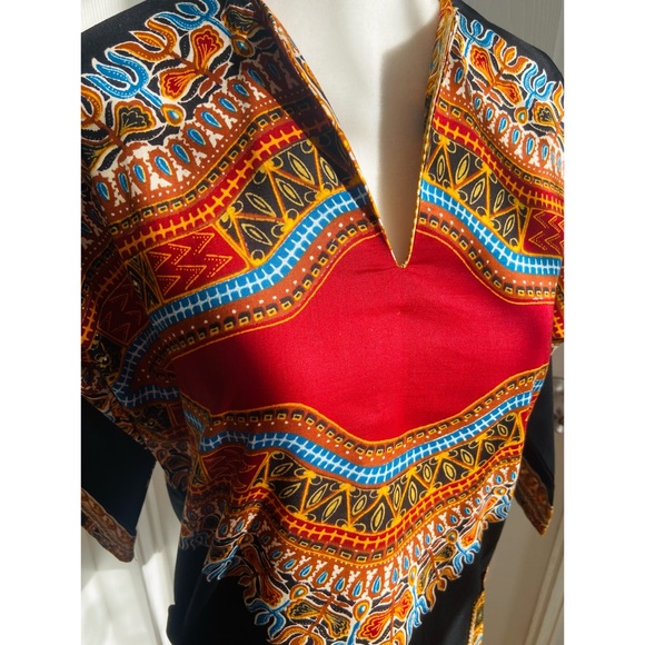 60s-70s African Style Dashiki Short Sleeve Shirt - Picture 2 of 6